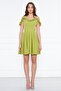Women's Hanging Neck Boat Ruffle Detail Woven Fabric Pleated Mini Flared Evening Dress - 6