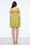 Women's Hanging Neck Boat Ruffle Detail Woven Fabric Pleated Mini Flared Evening Dress - 8