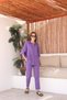 Purple Raw Linen Shirt Trousers Women's Suit