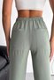 Women's Khaki New Season Double Pocket Drawstring Waist Modal Fabric Wide Leg Trousers - 6