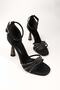 Women's Hien Black Virginia Satin Heeled Shoes - 5
