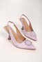 Women's Sophia Lilac Satin Stone Heeled Shoes Stiletto - 6