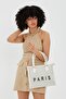 Canvas Shopping Paris Women's Shoulder Bag White - 3
