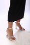 Women's Forty White Skin Stone Heeled Shoes - 3