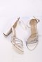 Women's Forty White Skin Stone Heeled Shoes - 4