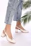 Women's Perotena White Skin Heeled Shoes - 5