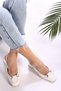 Women's Perotena White Skin Heeled Shoes - 6