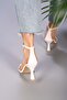 Women's Sesa White Skin Single Strap Heeled Shoes - 4