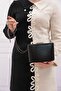 Women's Black Plated Evening Dress Clutch Portfolio Bag - 5
