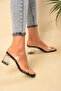 Women's Juliette Black Transparent Strap Heeled Slippers - 2