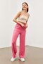 Pink Elastic Waist Double Pocket Wide Leg Wrinkled Trousers - 2