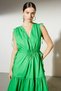 Women's Green V-Neck Sleeveless Dress - 6