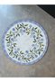 Blue White Floral Woven Base Round Carpet Mira 1433