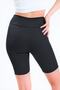 Women's Black High Waist Short Sports Ribbed Biker Shorts Tights - 3