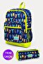 Kids Navy Blue Neon Yellow Monster Patterned 2-Piece School Bag Set GOSET0223726