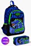Kids Black Cobalt Blue Dragon Patterned 2-Piece School Bag Set GOSET0223485