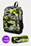 Kids Black Gray Camouflage Patterned 2-Piece School Bag Set GOSET0223117