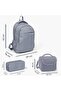 Kids Pink Blue Glitter Cat Patterned 3-Piece School Bag Set with USB GOSET0124301 - 2