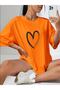 Unisex Orange Orange Crew Neck Cotton Oversize - 3