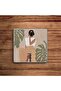 Boho Faceless Women Themed Natural Stone Travertine Coasters Set of 4 - 3
