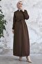 Milena Biye Detail Belted Abaya - Brown