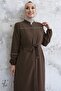 Milena Biye Detail Belted Abaya - Brown - 2
