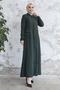 Elena Waist Detailed Hooded Abaya - Khaki