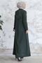 Elena Waist Detailed Hooded Abaya - Khaki - 5