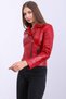 Women's Red Genuine Leather Coat - 3