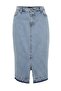 Mavi Ön Yırtmaçlı Midi Boy %100 Pamuk Non-Stretch Büyük Beden Denim Etek TBBSS23AZ00054 - 6