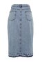 Mavi Ön Yırtmaçlı Midi Boy %100 Pamuk Non-Stretch Büyük Beden Denim Etek TBBSS23AZ00054 - 8