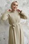 Salvia Casual Sleeve Piping Patterned Abaya - Stone - 2