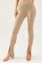 Women's Stone Color High Waist Slit Ribbed Tights - 5