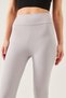 Women's Gray High Waist Ribbed Tights - 2