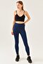 Women's Navy Blue High Waist Ribbed Tights