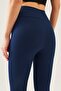 Women's Navy Blue High Waist Ribbed Tights - 4