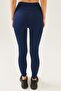 Women's Navy Blue High Waist Ribbed Tights - 5