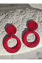Women's Polymer Clay Red Round Earrings Handmade Ultra Light - 3