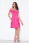 Fuchsia Heart Collar Off-Shoulder Flexible Scuba Fabric Mini Flared Dress - 2