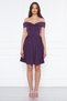 Plum Sweetheart Collar Off-Shoulder Flexible Scuba Fabric Mini Flared Dress - 6