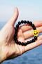 Shiny Onyx Natural Stone Women's Bracelet with Yellow Peace Figure - 2