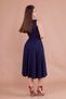 Navy Blue Square Collar Thick Strap Midi Dress - 8