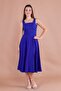 Sax Blue Square Collar Thick Strap Midi Dress - 3
