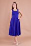 Sax Blue Square Collar Thick Strap Midi Dress - 7