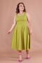 Pistachio Green Square Collar Thick Strap Plus Size Midi Length Dress - 3
