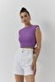 Vatkalı Mor Crop Top