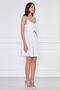 White Back Rope Tied Woven Fabric Flared Pleated Mini Evening Dress - 8