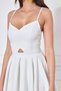 White Back Rope Tied Woven Fabric Flared Pleated Mini Evening Dress - 9