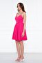 Fuchsia Back Rope Tied Woven Fabric Flared Pleated Mini Evening Dress - 5