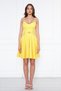 Yellow Back Rope Tied Woven Fabric Flared Pleated Mini Evening Dress - 8